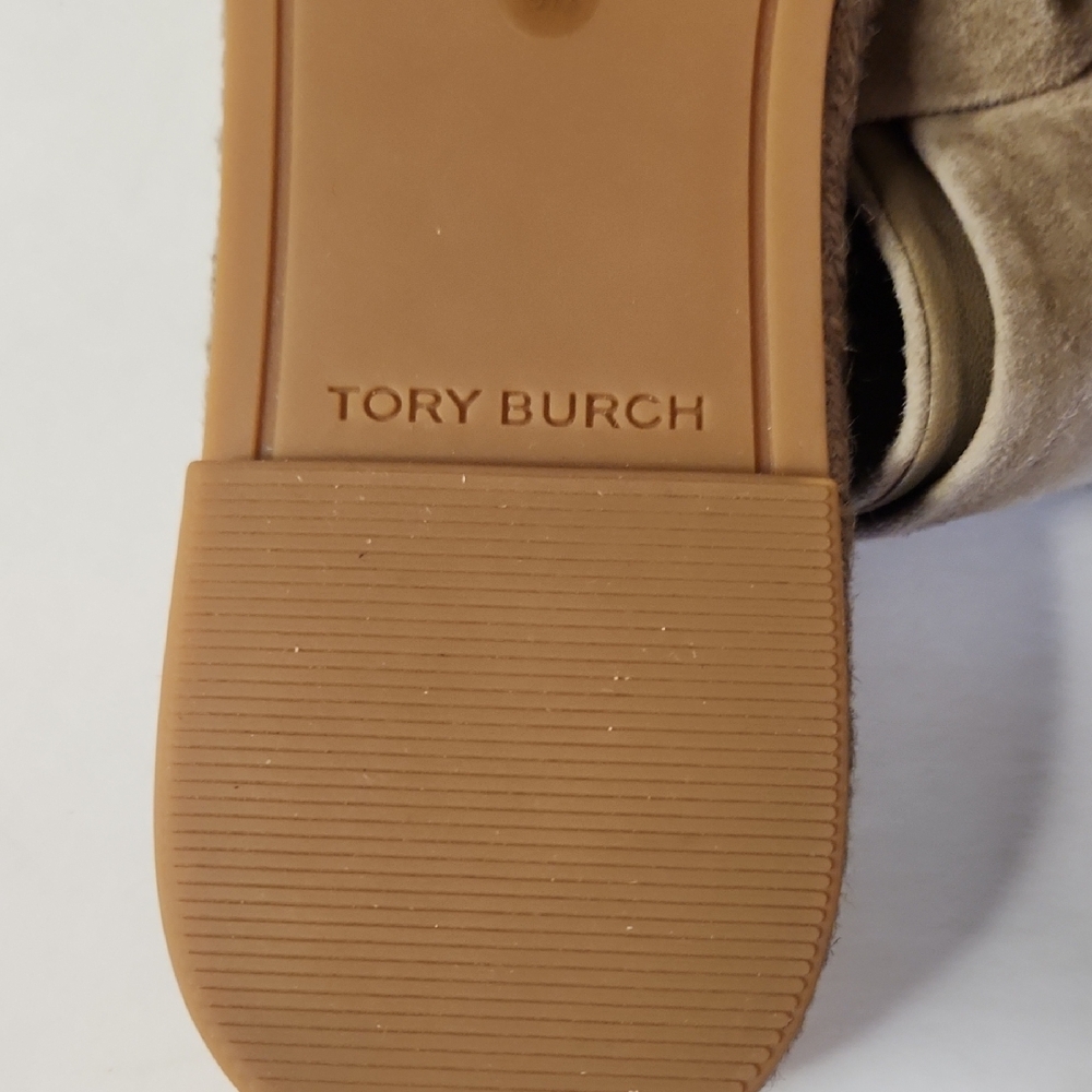 Tory Burch Tan Gathred Suede Slingback Sandals Size 8.5 Nwob - Picture 10 of 13